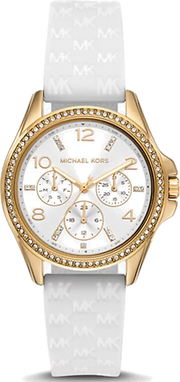  Shop Authentic Michael Kors Mini Pilot Quartz Silver Dial White Silicone Strap Watch For Women - MK7372 - Luxxuri