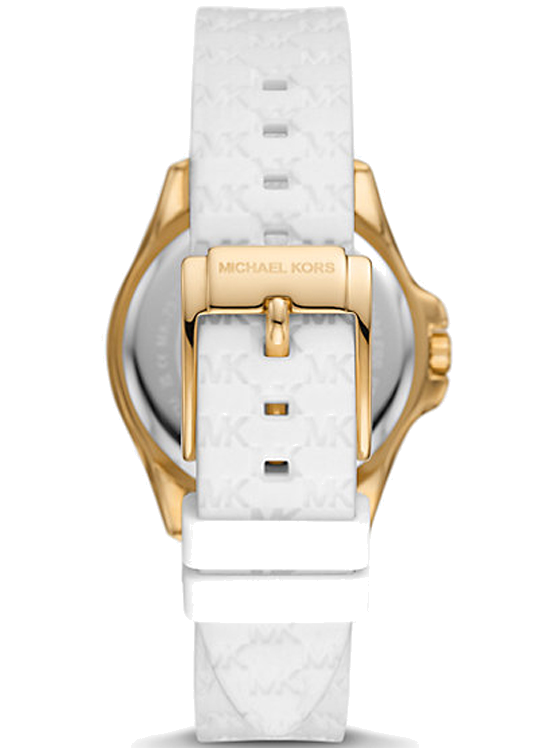 Shop Authentic Michael Kors Mini Pilot Quartz Silver Dial White Silicone Strap Watch For Women - MK7372 - Luxxuri