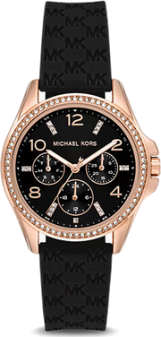  Shop Authentic Michael Kors Mini Pilot Black Dial Black Silicone Strap Watch For Women - MK7373 - Luxxuri