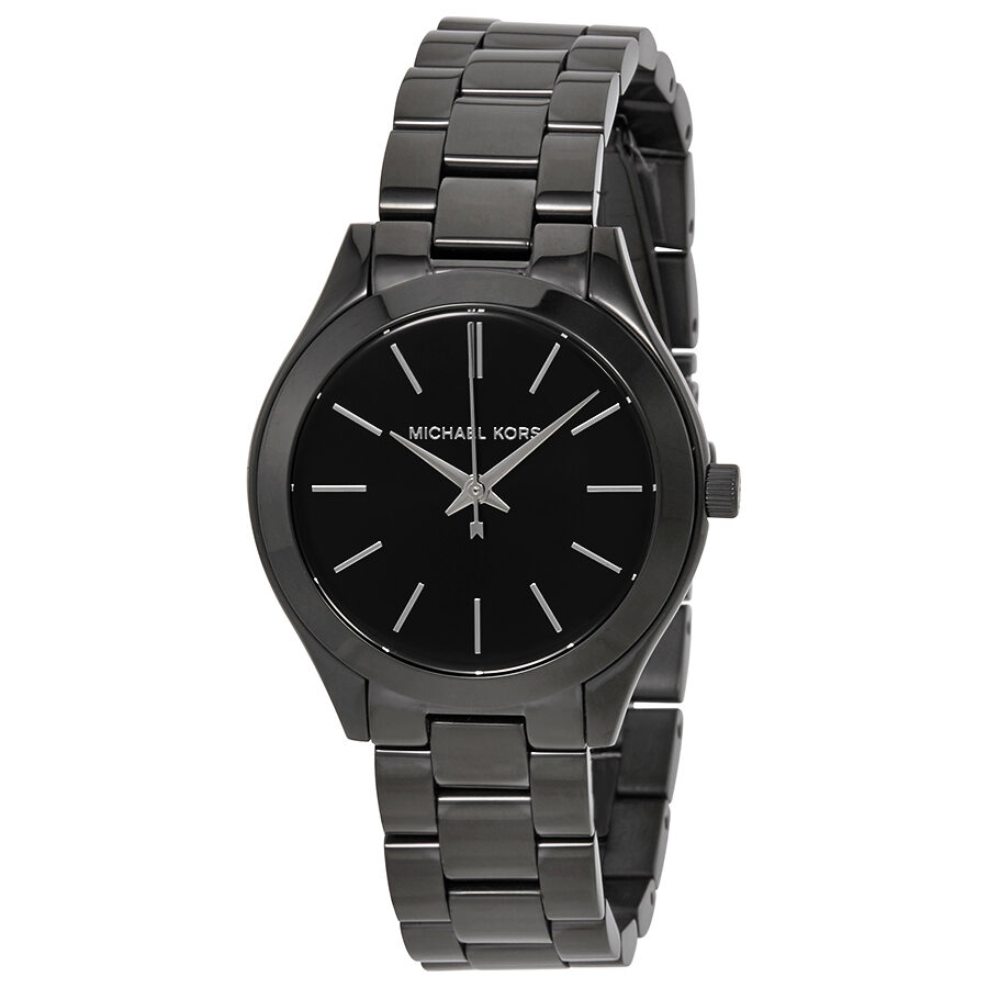  Shop Authentic Michael Kors Mini Slim Runway Black Dial Black Steel Strap Watch for Women - MK3587 - Luxxuri