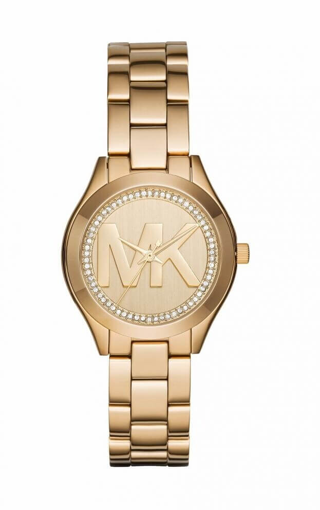  Shop Authentic Michael Kors Slim Runway Gold Dial Gold Steel Strap Watch for Women - MK3477 - Luxxuri