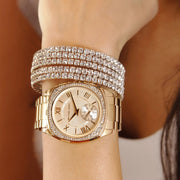  Shop Authentic Michael Kors Byrn Quartz Gold Dial Gold Steel Strap Watch For Women - MK6134 - Luxxuri