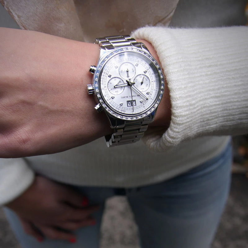  Shop Authentic Michael Kors Brinkley Diamonds Silver Dial Silver Steel Strap Watch for Women - MK6186 - Luxxuri