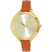 Shop Authentic Michael Kors Runway Quartz Gold Dial Orange Leather Strap Watch For Women - MK2275 - Luxxuri