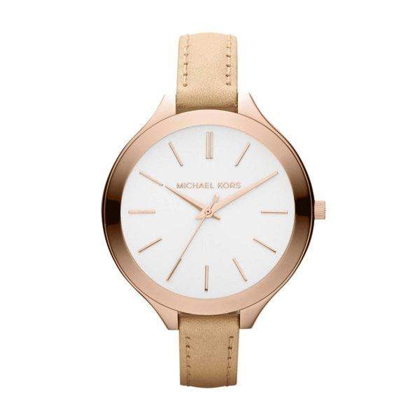  Shop Authentic Michael Kors Runway Slim Quartz White Dial Beige Leather Strap Watch For Women - MK2284 - Luxxuri