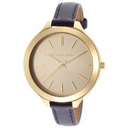  Shop Authentic Michael Kors Runway Quartz Gold Dial Blue Leather Strap Watch For Women - MK2285 - Luxxuri