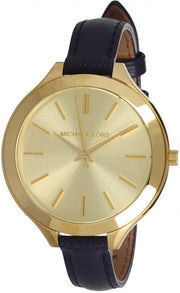  Shop Authentic Michael Kors Runway Quartz Gold Dial Blue Leather Strap Watch For Women - MK2285 - Luxxuri
