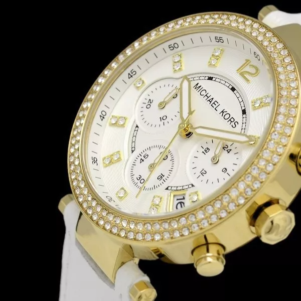  Shop Authentic Michael Kors Parker White Dial with Diamonds White Leather Strap Watch for Women - MK2290 - Luxxuri
