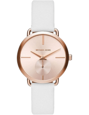  Shop Authentic Michael Kors Portia Rose Gold Dial White Leather Strap Watch For Women - MK2660 - Luxxuri