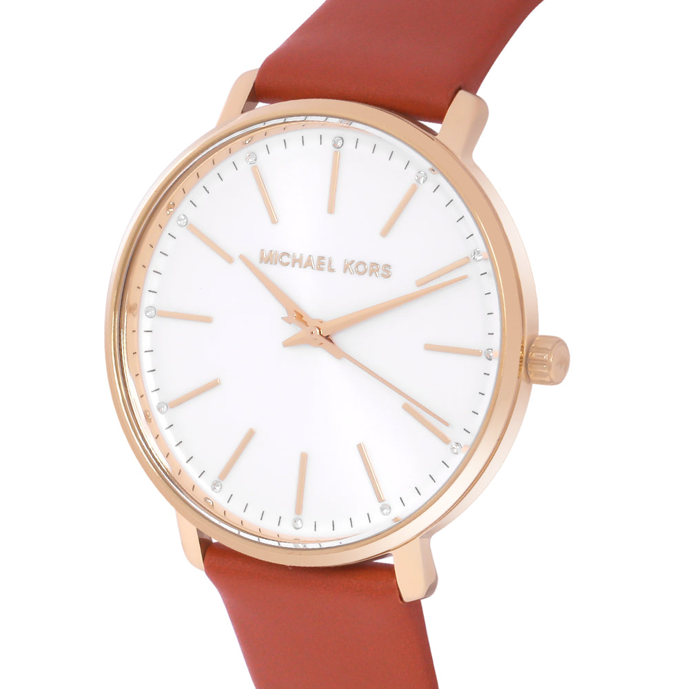  Shop Authentic Michael Kors Pyper Quartz Silver Dial Brown Leather Watch For Women - MK2740 - Luxxuri