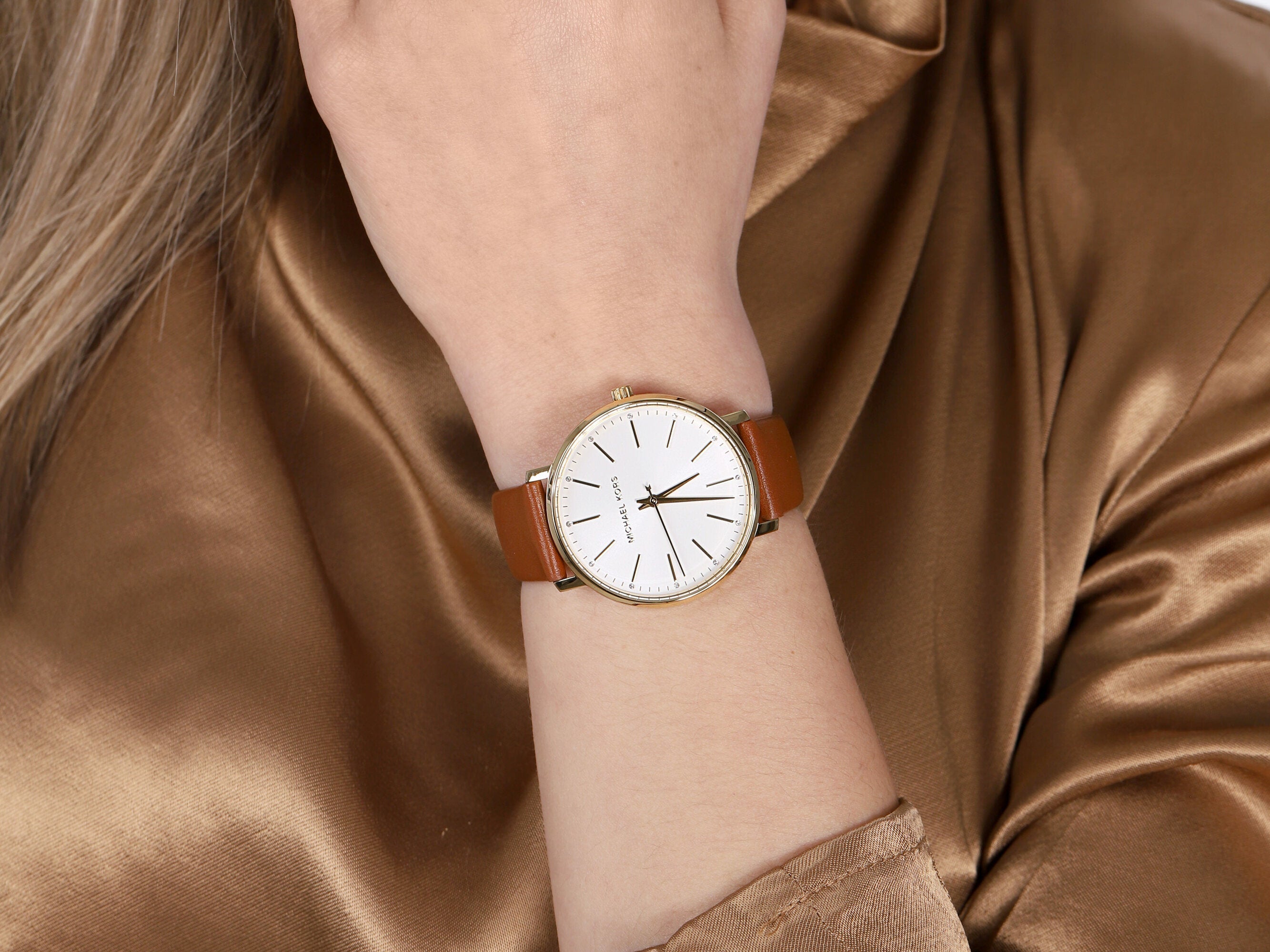  Shop Authentic Michael Kors Pyper Quartz Silver Dial Brown Leather Watch For Women - MK2740 - Luxxuri