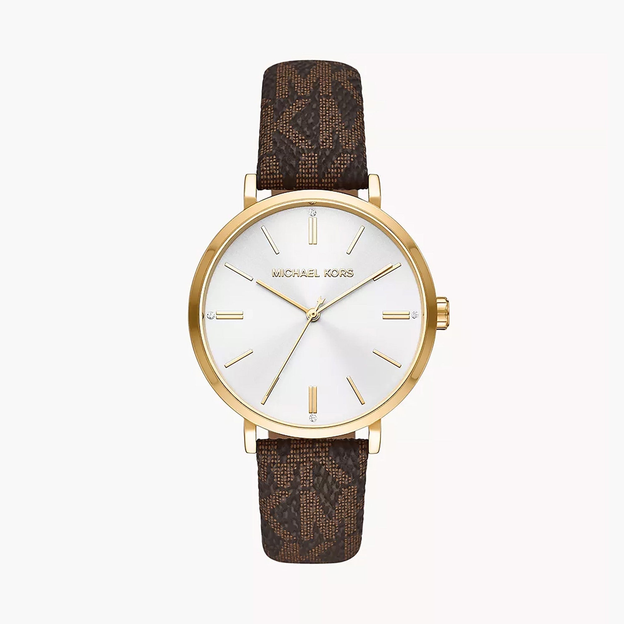  Shop Authentic Michael Kors Addyson Three-Hand Silver Dial Brown Leather Strap Watch for Women - MK2945 - Luxxuri