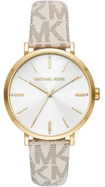  Shop Authentic Michael Kors Pyper Analog Silver Dial White Leather Strap Watch for Women - MK2946 - Luxxuri