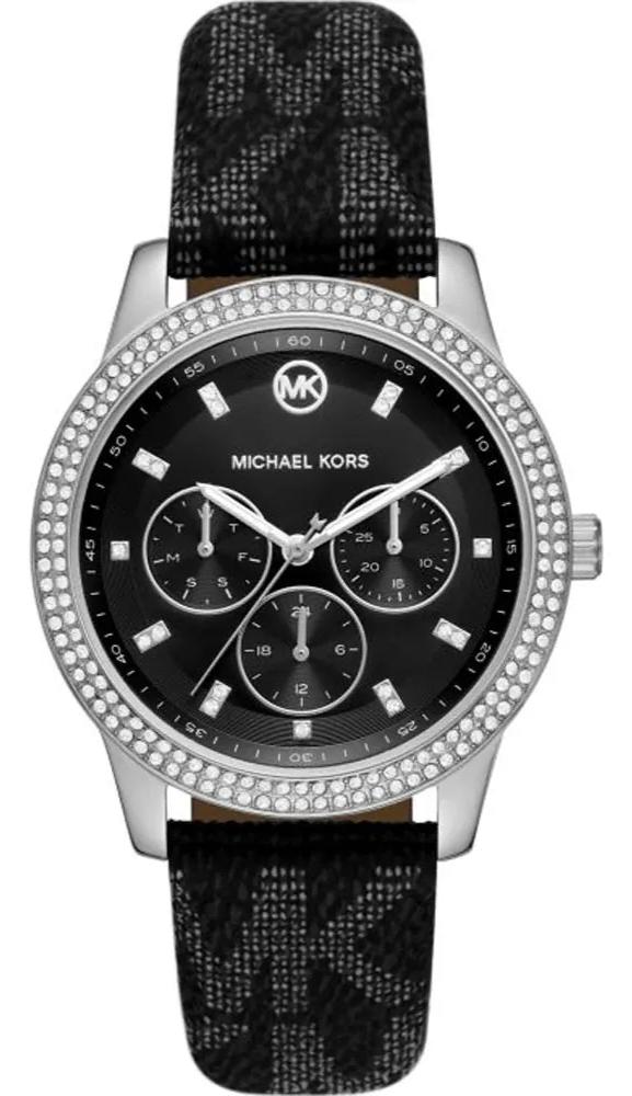  Shop Authentic Michael Kors Tibby Chronograph Black Dial Black Leather Strap Watch For Women - MK2976 - Luxxuri