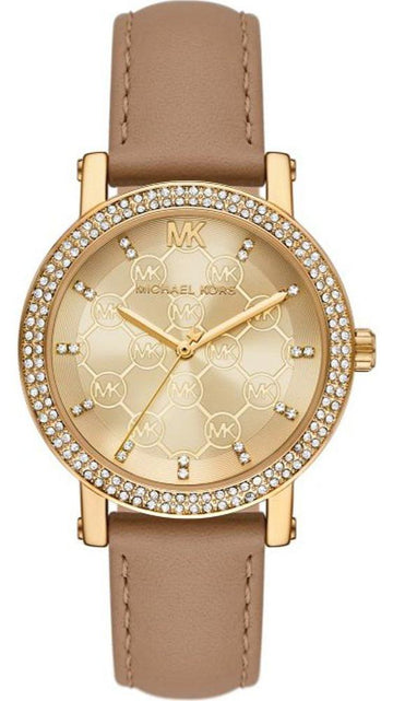  Shop Authentic Michael Kors Corey Analog Gold Dial Brown Leather Strap Watch for Women - MK2986 - Luxxuri