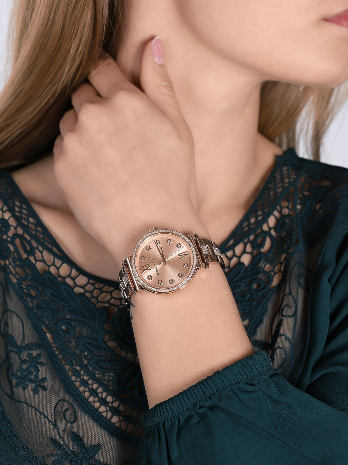  Shop Authentic Michael Kors Sofie Quartz Rose Gold Dial Rose Gold Steel Strap Watch For Women - MK3882 - Luxxuri