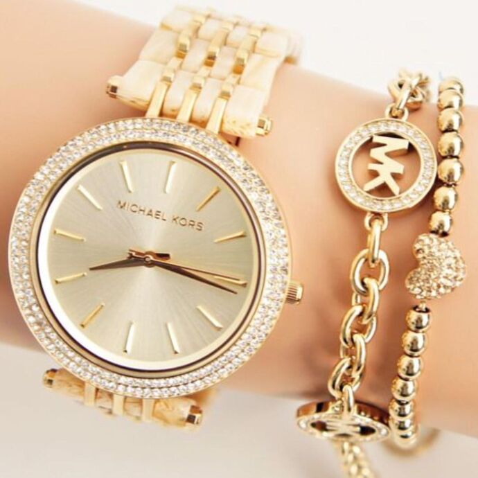  Shop Authentic Michael Kors Darci Gold Dial Gold Steel Strap Watch for Women - MK4325 - Luxxuri