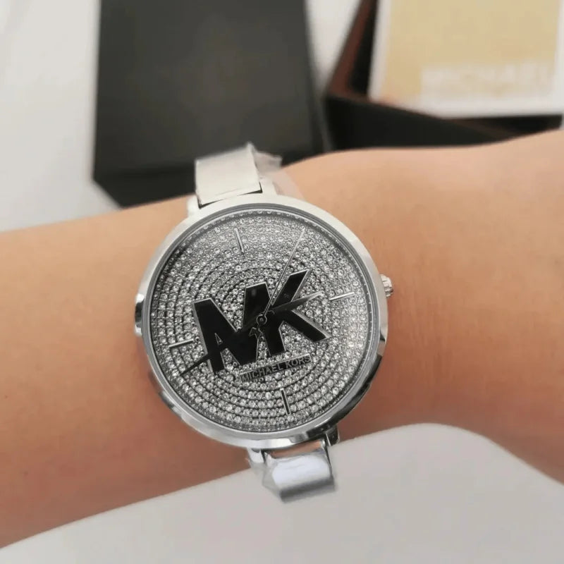  Shop Authentic Michael Kors Charley Quartz Crystals Silver Dial Silver Steel Strap Watch For Women - MK4432 - Luxxuri