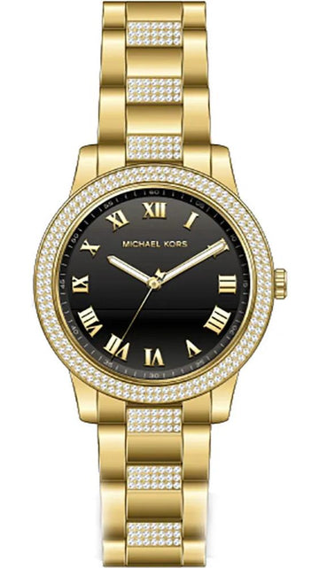  Shop Authentic Michael Kors Tibby Multifunction Analog Black Dial Gold Steel Strap Watch for Women - MK4684 - Luxxuri