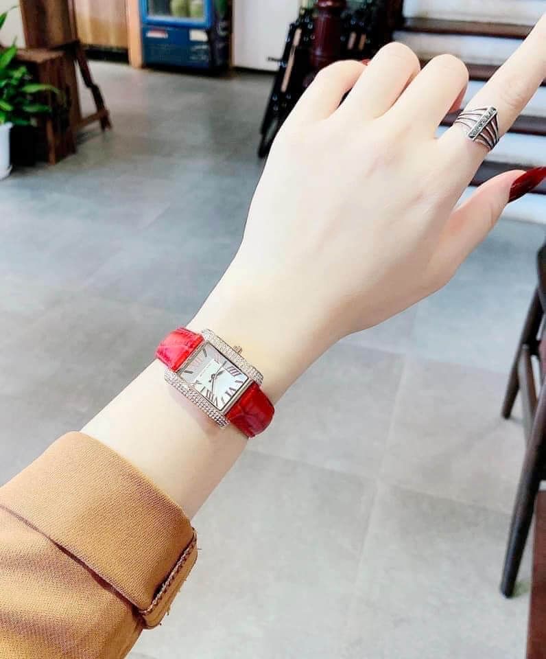  Shop Authentic Michael Kors Emery Quartz Diamonds Silver Dial Red Leather Strap Watch For Women - MK4689 - Luxxuri