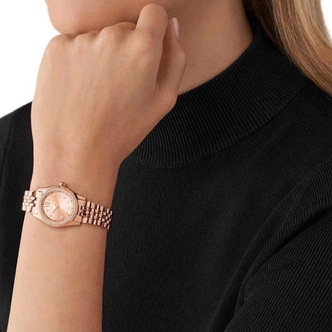  Shop Authentic Michael Kors Lexington Three Hand Rose Gold Dial Rose Gold Steel Strap Watch For Women - MK4739 - Luxxuri
