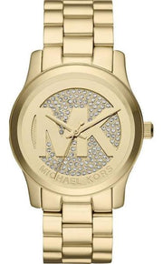  Shop Authentic Michael Kors Runway Quartz Gold Dial Gold Steel Strap Watch For Women - MK5852 - Luxxuri
