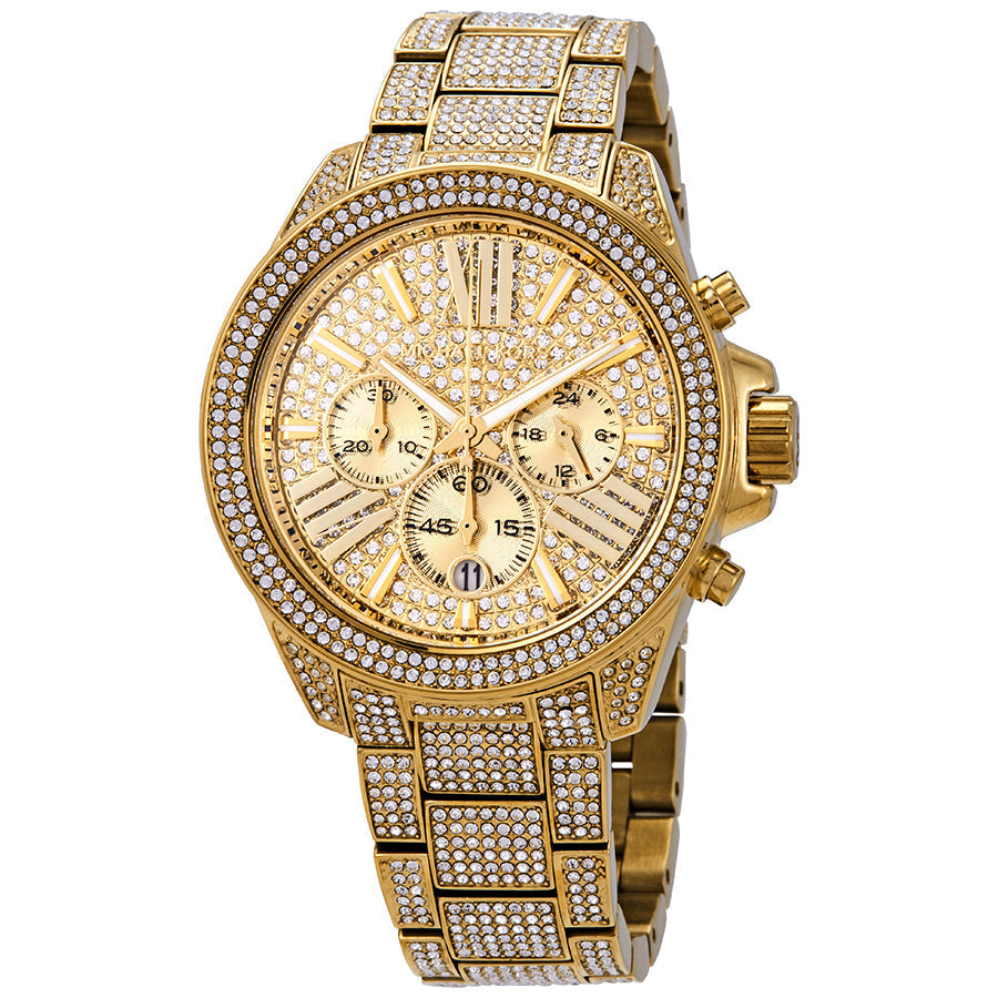 Shop Authentic Michael Kors Ritz Three-Hand Glitz Crystals Gold Dial Gold Steel Strap Watch for Women - MK6747 - Luxxuri