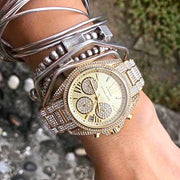  Shop Authentic Michael Kors Mini Bradshaw Crystals Gold Dial Gold Steel Strap Watch For Women - MK6494 - Luxxuri