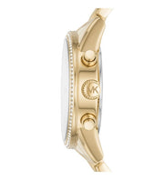  Shop Authentic Michael Kors Ritz Chronograph Gold Dial Gold Steel Strap Watch For Women - MK6597 - Luxxuri