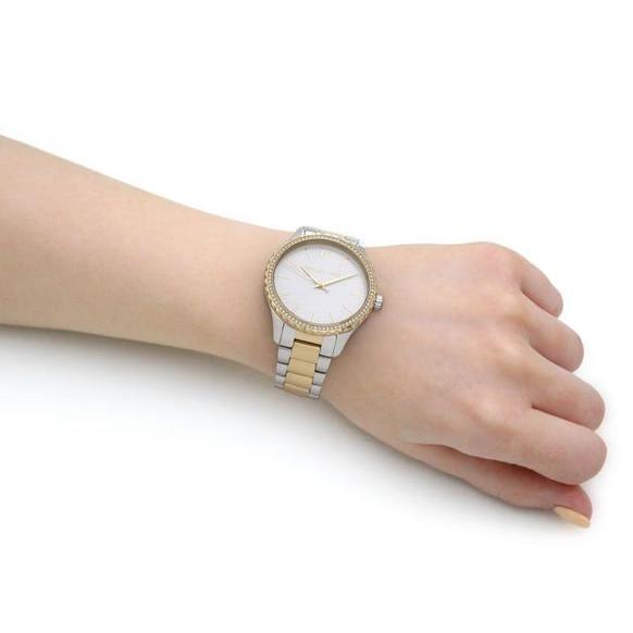  Shop Authentic Michael Kors Layton Quartz Silver Dial Two Tone Steel Strap Watch For Women - MK6899 - Luxxuri