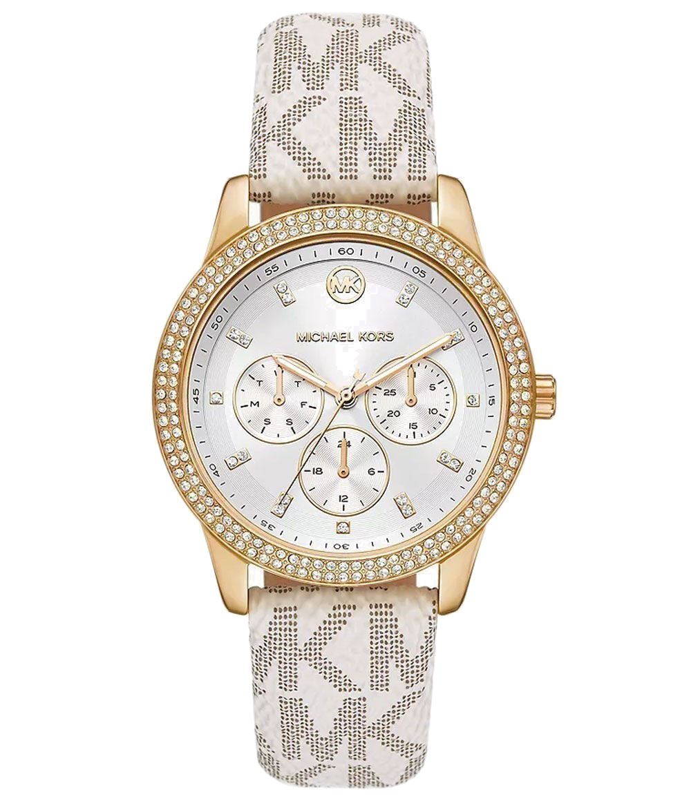  Shop Authentic Michael Kors Tibby Multifunction Silver Dial White Leather Strap Watch For Women - MK6967 - Luxxuri