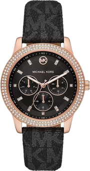 Shop Authentic Michael Kors Tibby Multifunction Black Dial Black Leather Strap Watch For Women - MK6968 - Luxxuri