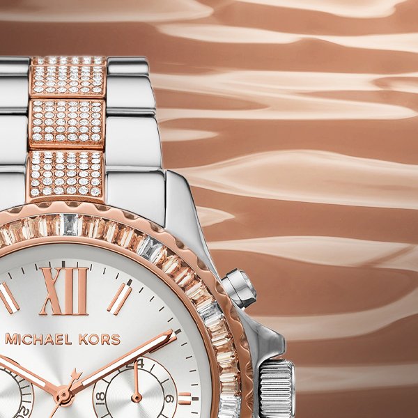  Shop Authentic Michael Kors Everest Chronograph Silver Dial Two Tone Steel Strap Watch For Women - MK6975 - Luxxuri
