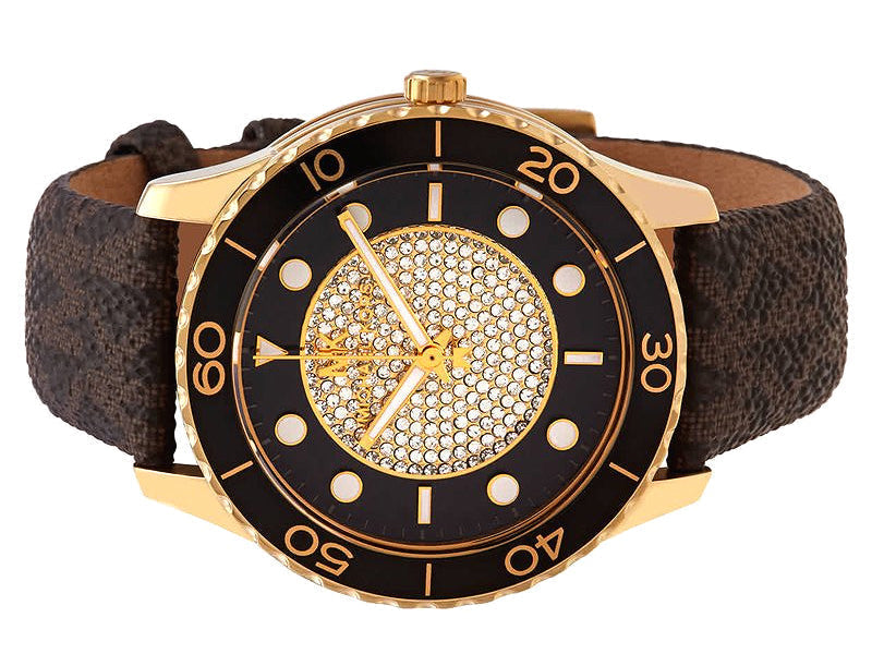 Shop Authentic Michael Kors Runway Quartz Black Dial Brown Leather Strap Watch For Women - MK6979 - Luxxuri