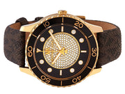  Shop Authentic Michael Kors Runway Quartz Black Dial Brown Leather Strap Watch For Women - MK6979 - Luxxuri