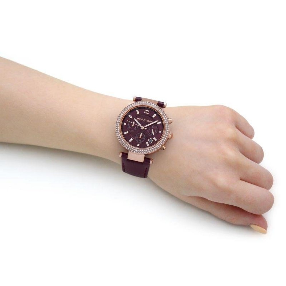  Shop Authentic Michael Kors Parker Chronograph Red Dial Red Leather Strap Watch For Women - MK6986 - Luxxuri