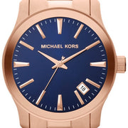  Shop Authentic Michael Kors Runway Blue Dial Rose Gold Stainless Steel Strap Watch for Women - MK7065 - Luxxuri