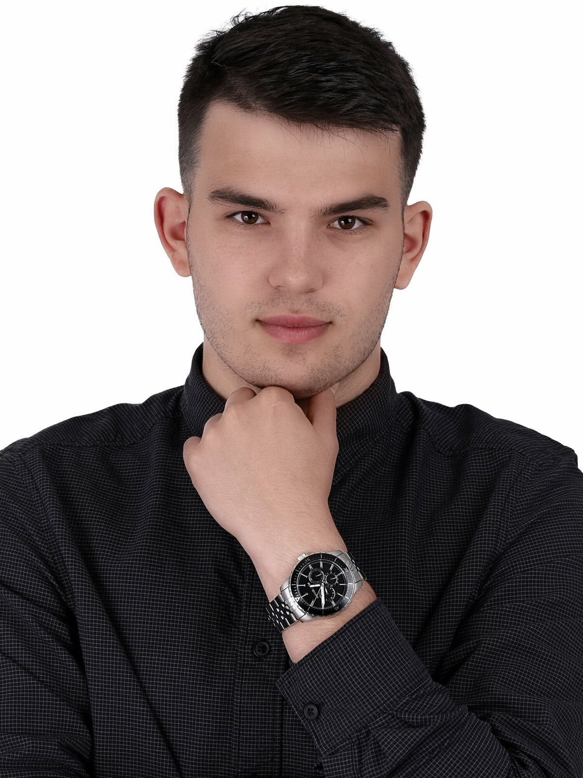  Shop Authentic Michael Kors Cunningham Multifunction Black Dial Silver Steel Strap Watch For Men - MK7156 - Luxxuri