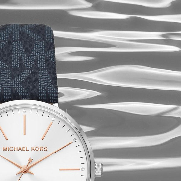 Shop Authentic Michael Kors Pyper Quartz Silver Dial Blue Leather Strap Watch For Women - MK7244 - Luxxuri