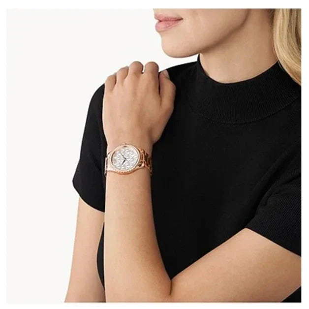  Shop Authentic Michael Kors Layton Three Hand Silver Dial Rose Gold Steel Strap Watch For Women - MK7297 - Luxxuri