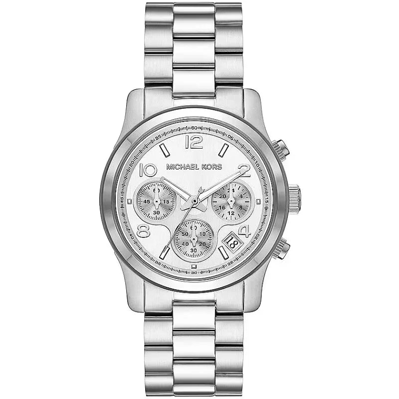  Shop Authentic Michael Kors Runway Chronograph Silver Dial Silver Steel Strap Watch For Women - MK7325 - Luxxuri