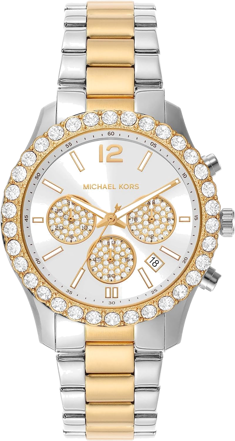  Shop Authentic Michael Kors Berkley Chronograph Silver Dial Two Tone Steel Strap Watch For Women - MK7415 - Luxxuri