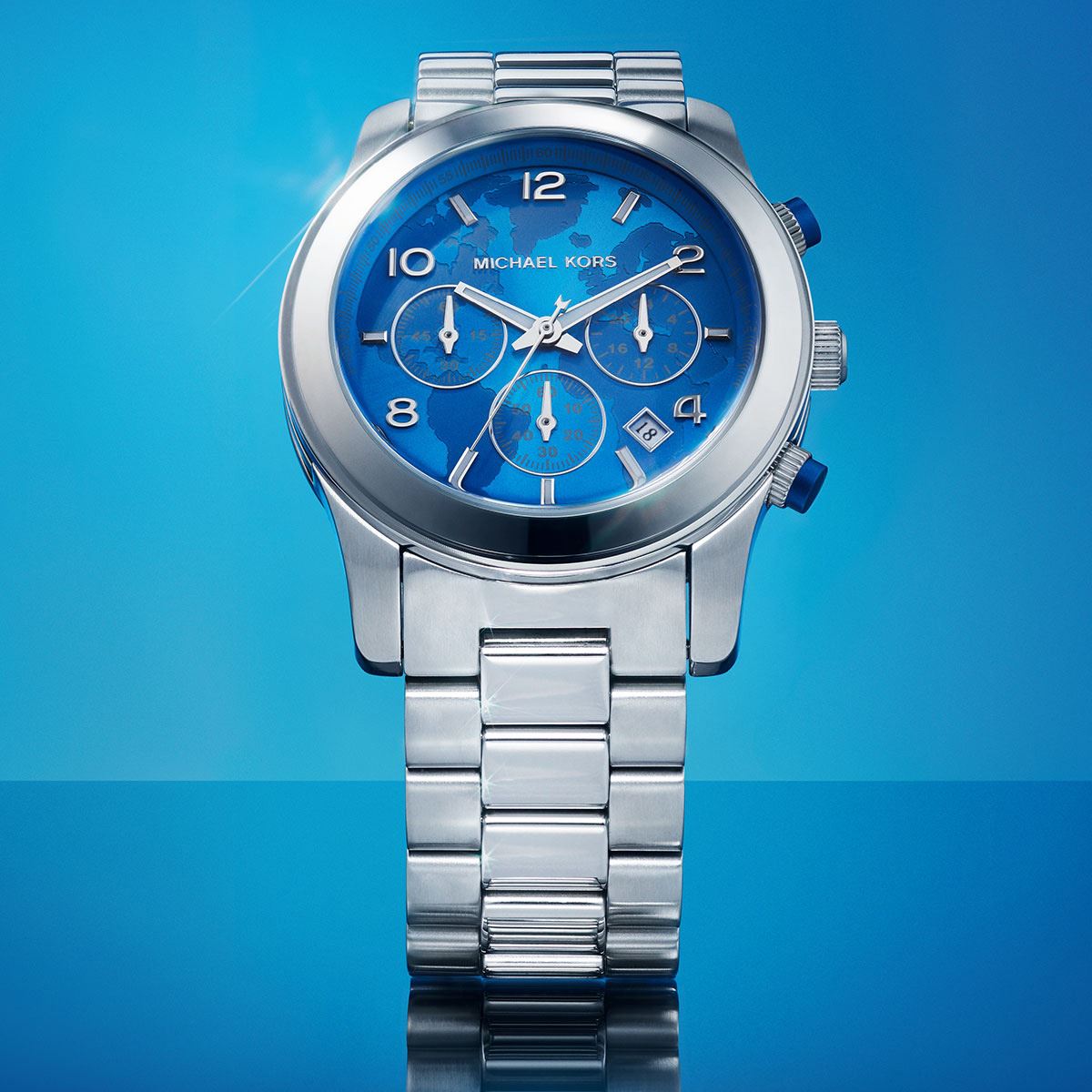  Shop Authentic Michael Kors Runway Stop Hunger Blue Dial Silver Steel Strap Watch for Women - MK7427 - Luxxuri