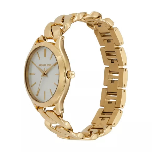  Shop Authentic Michael Kors Runway Three-Hand White Dial Gold Steel Strap Watch for Women - MK7472 - Luxxuri