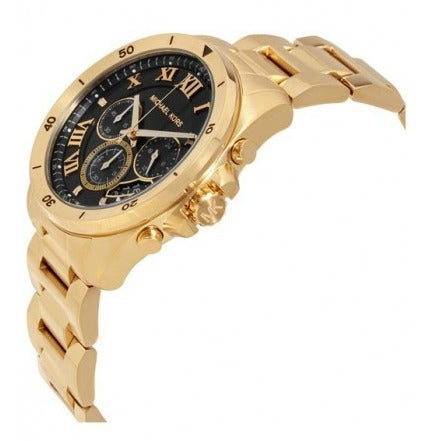  Shop Authentic Michael Kors Brecken Chronograph Quartz Black Dial Gold Steel Strap Watch For Men - MK8481 - Luxxuri