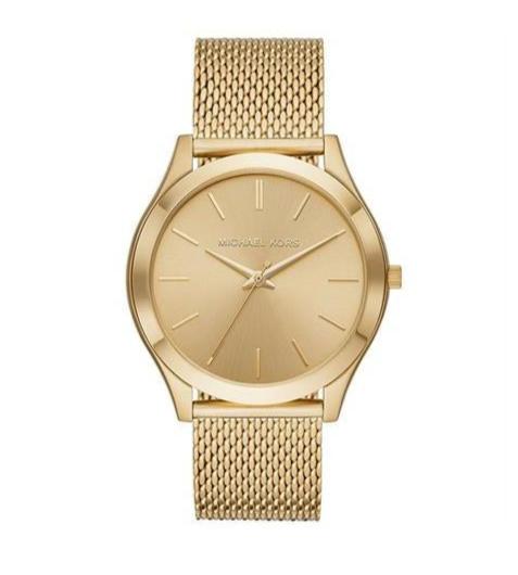  Shop Authentic Michael Kors Slim Runway Quartz Gold Dial Gold Mesh Bracelet Watch For Women - MK8625 - Luxxuri