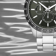  Shop Authentic Michael Kors Layton Chronograph Green Dial Silver Steel Strap Watch For Men - MK8912 - Luxxuri