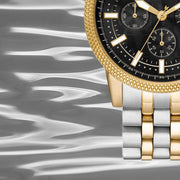  Shop Authentic Michael Kors Hutton Chronograph Black Dial Two Tone Steel Strap Watch For Men - MK8954 - Luxxuri