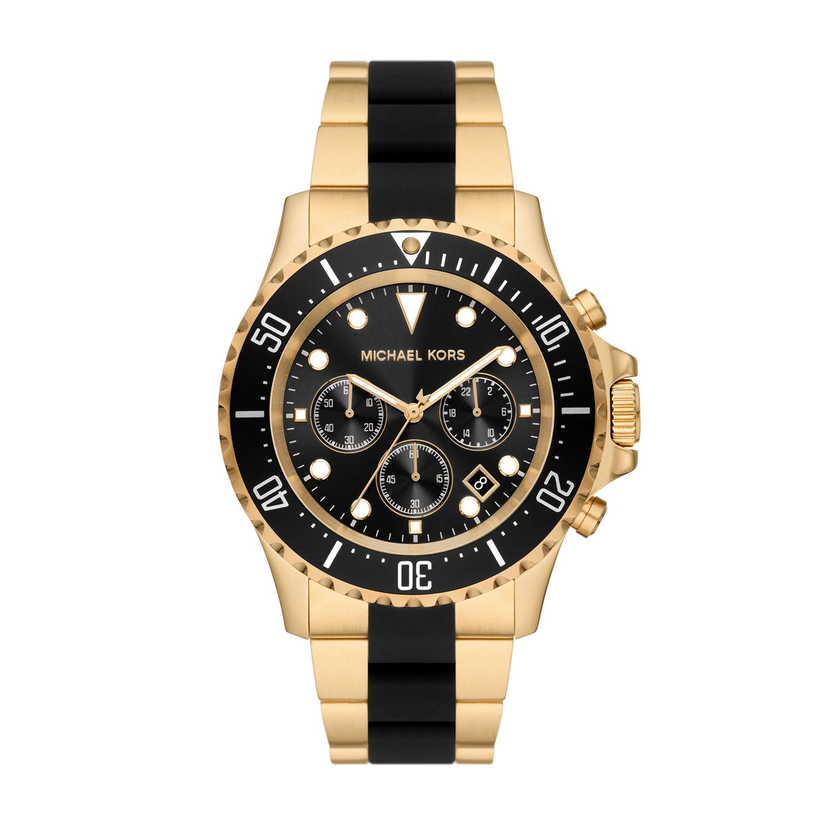  Shop Authentic Michael Kors Everest Chronograph Black Dial Two Tone Steel Strap Watch For Men - MK8979 - Luxxuri