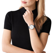  Shop Authentic Michael Kors Pyper Quartz Silver Dial Blue Leather Strap Watch For Women - MK7244 - Luxxuri